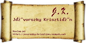 Jávorszky Krisztián névjegykártya